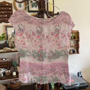 Floral and paisley mesh baby tee like top